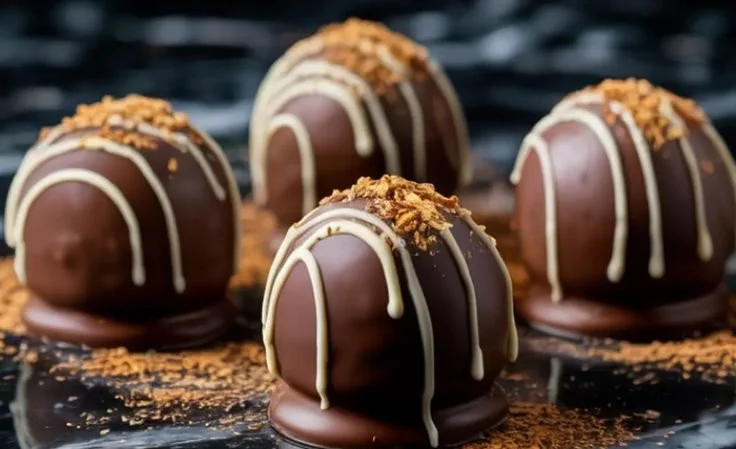 Homemade eggnog truffles with festive holiday decorations