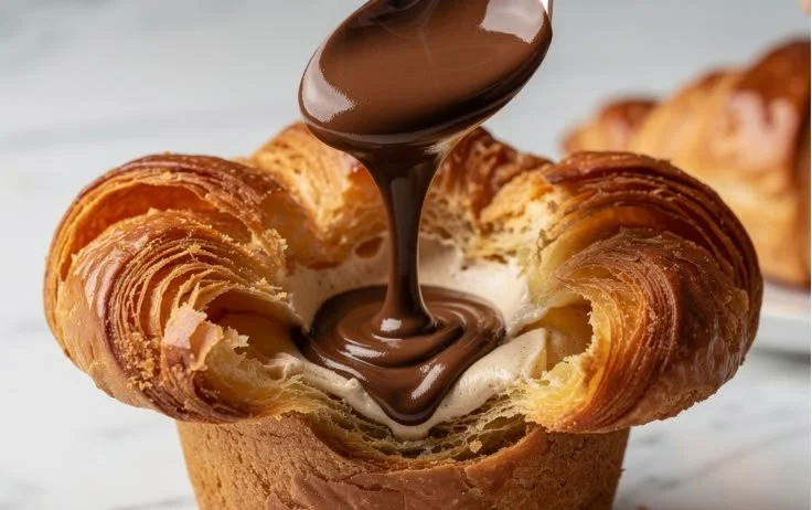 Espresso Cream Croissant Cups with chocolate filling