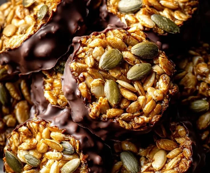 Four-Ingredient Sunflower Seed Chocolate Bites on a plate