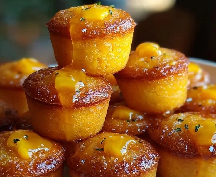 Delicious honey-butter cornbread poppers served on a plate