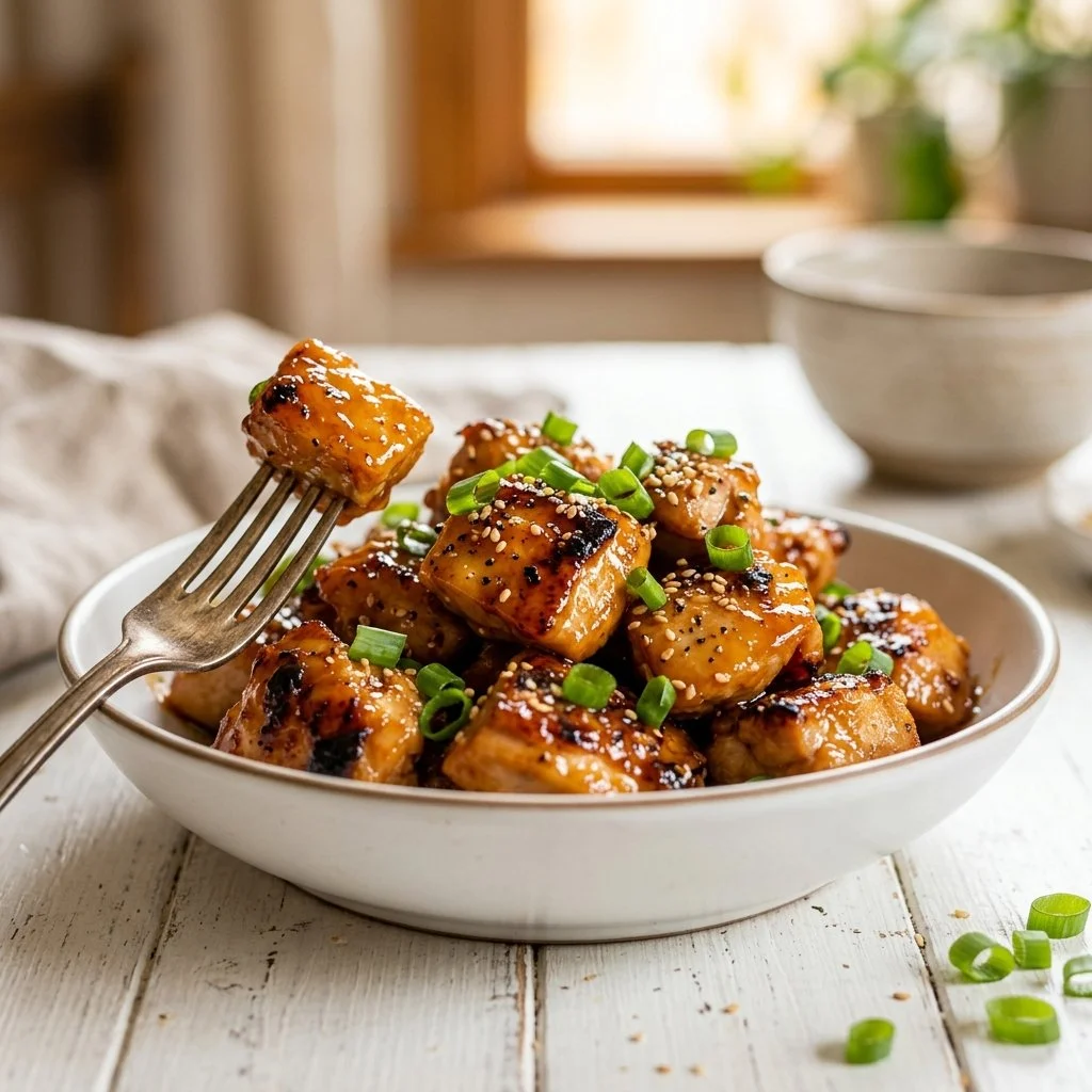 Delicious honey garlic chicken served with vegetables on a plate