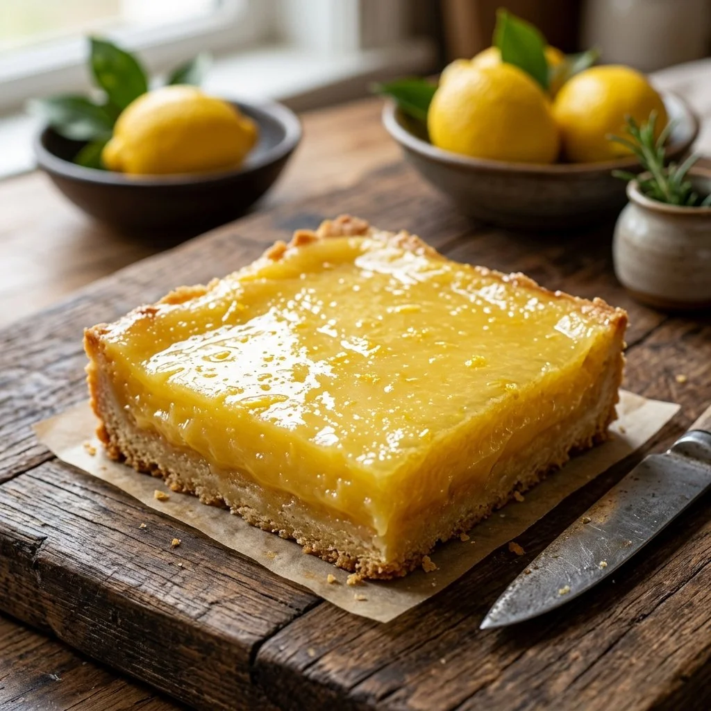 Delicious homemade lemon bars with a zesty lemon topping on a buttery crust.