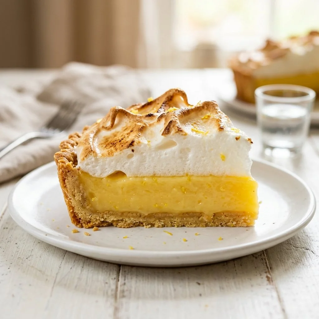 Delicious lemon meringue pie with fluffy meringue topping and tangy filling