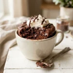 Delicious chocolate mug cake recipe ready to enjoy in a mug
