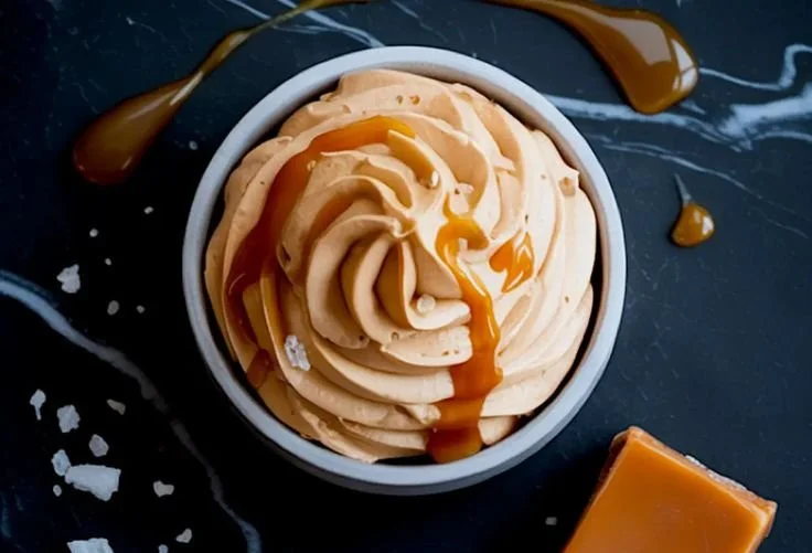 Delicious salted caramel buttercream frosting on a cake