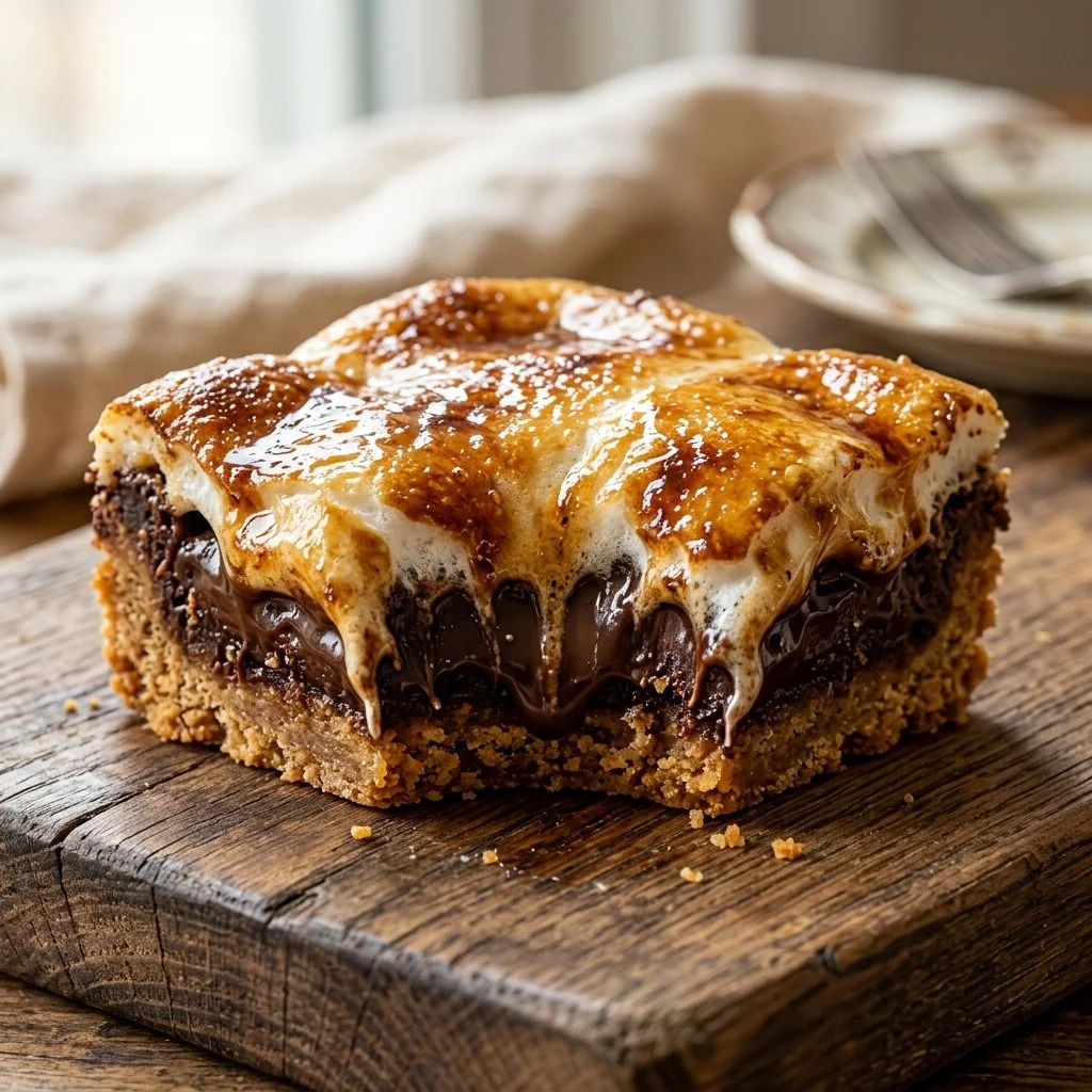 Delicious homemade S'mores Bars with chocolate and marshmallows