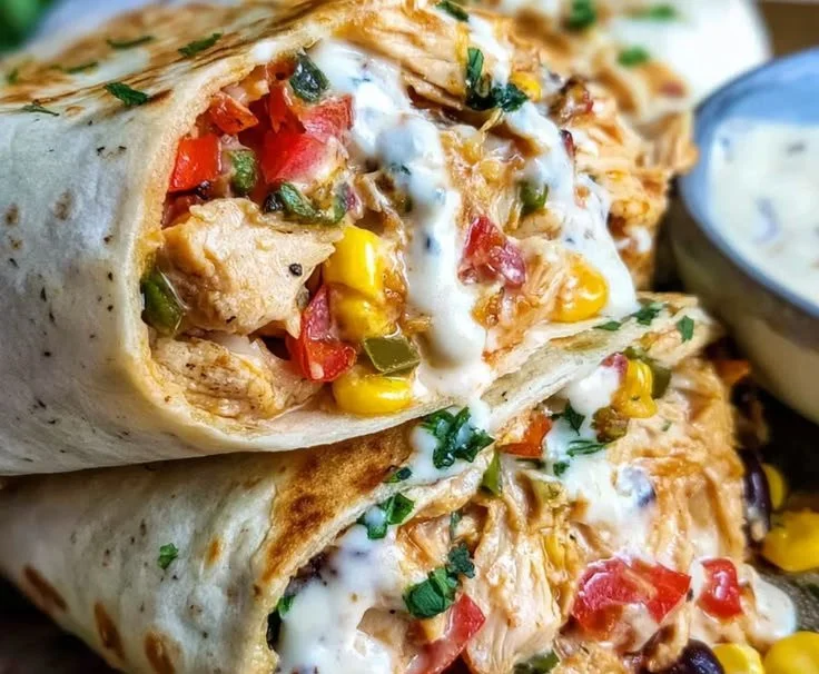 Delicious Southwest Chicken Wrap with fresh ingredients