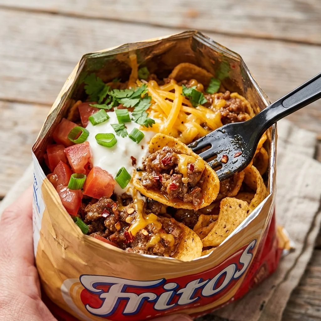 Delicious Walking Tacos served in a bag, ideal for parties and outdoor events.
