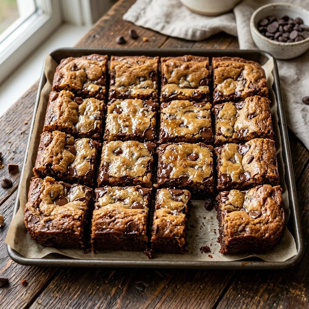 Homemade Brookie Bars combining brownies and cookies in a delicious dessert