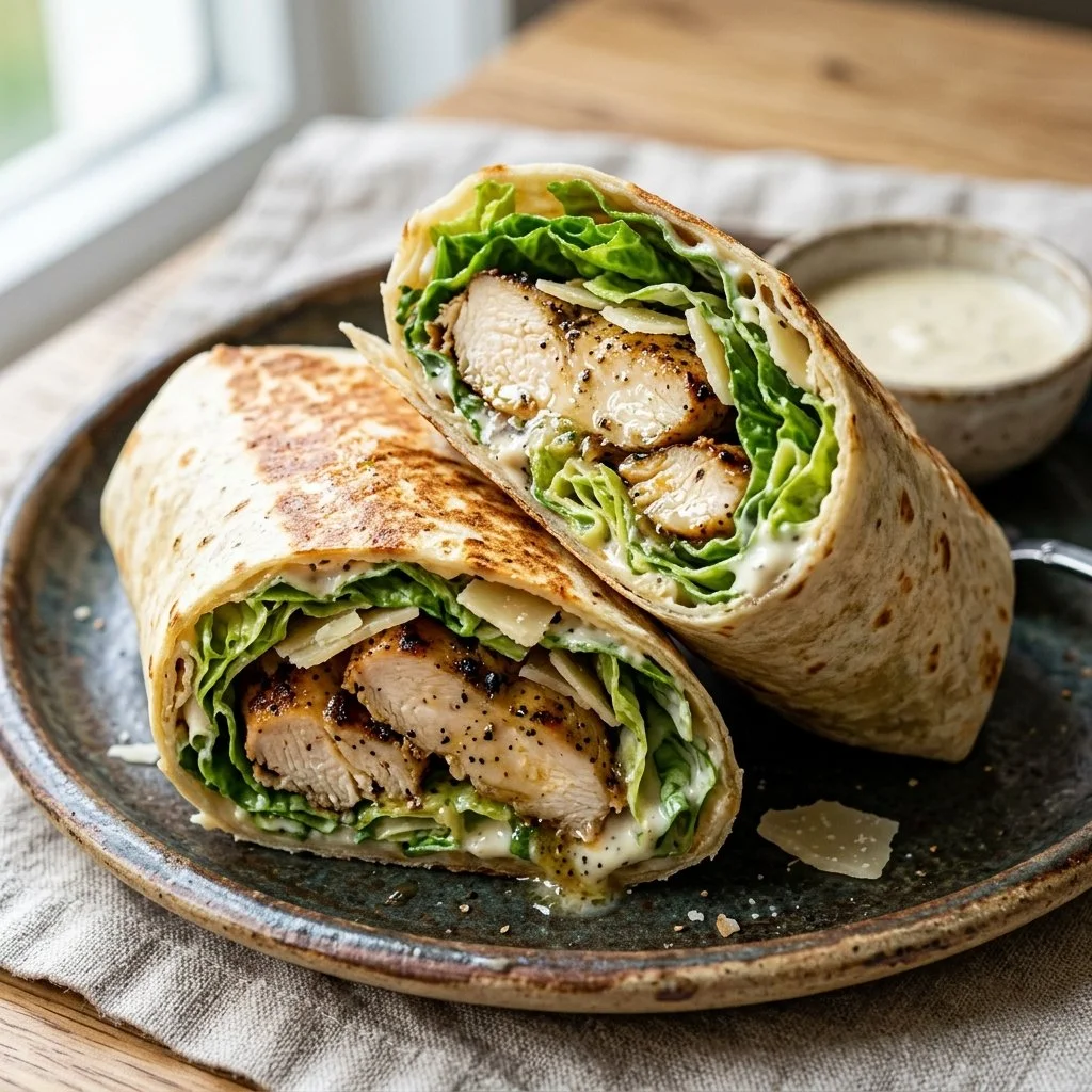 Delicious Chicken Caesar Wrap with grilled chicken and fresh ingredients