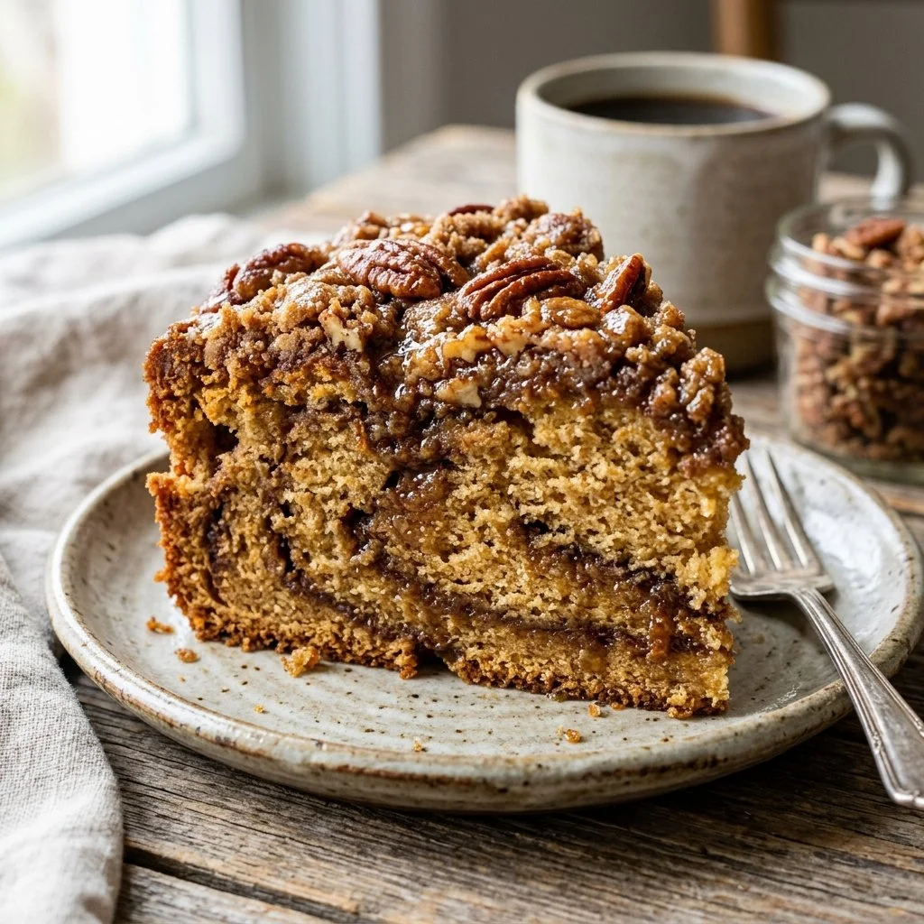 Delicious slice of homemade Coffee Cake with a crumb topping