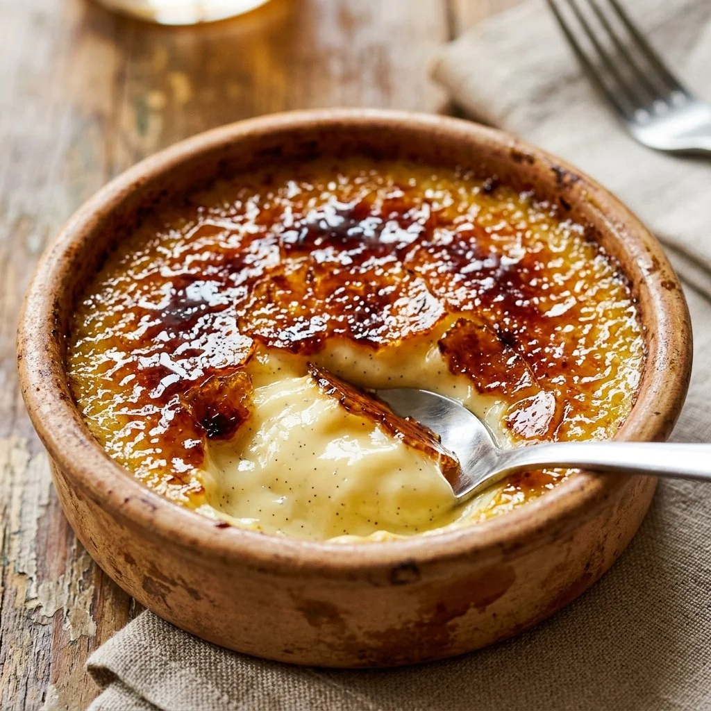 Deliciously creamy Creme Brulee with a caramelized sugar top