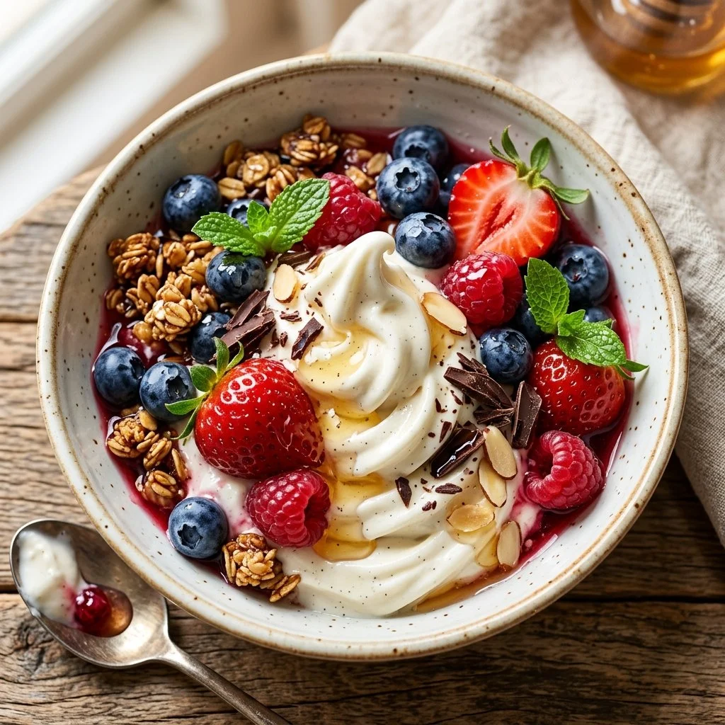 Delicious frozen yogurt with toppings served in a cup