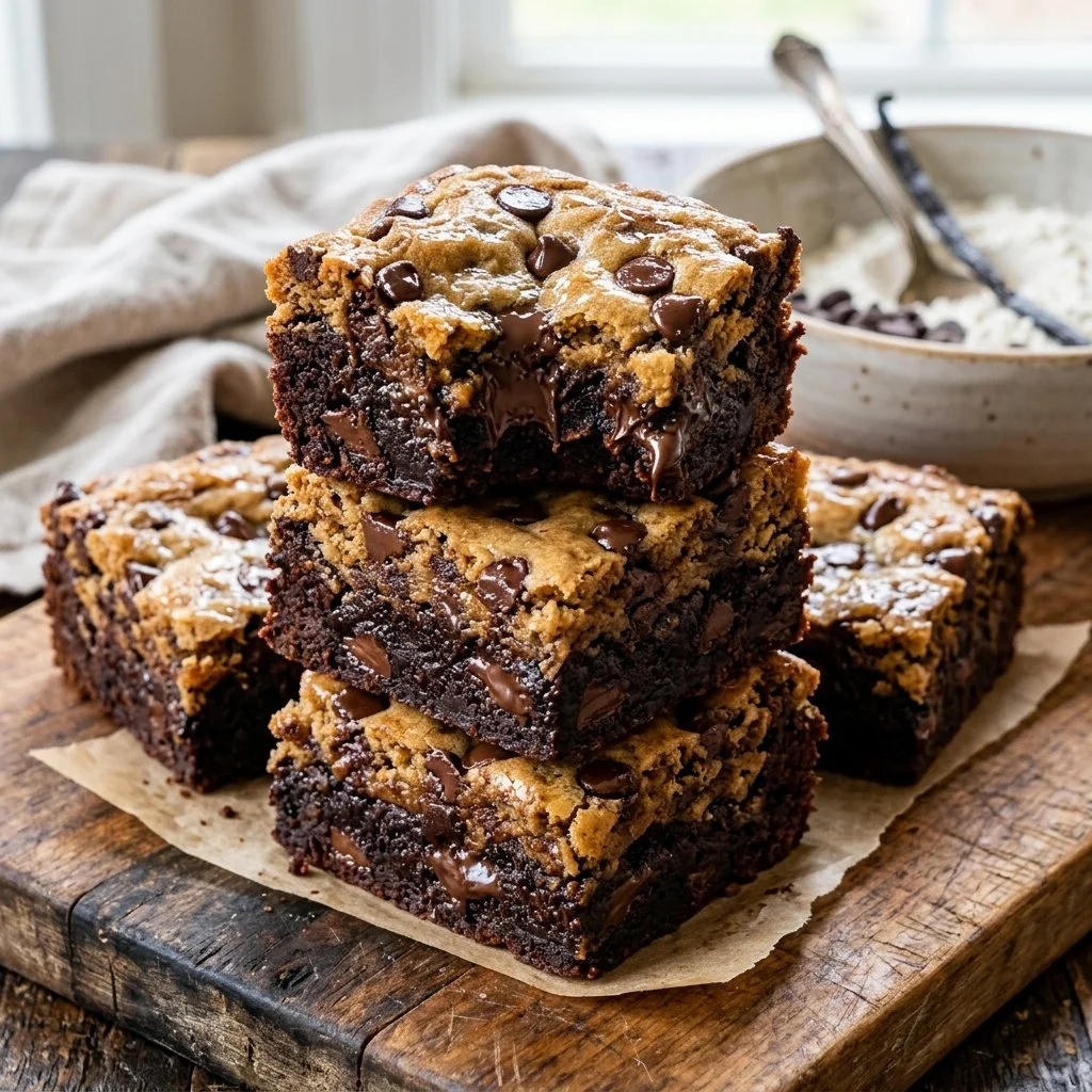 Delicious homemade brookies combining brownies and cookies.