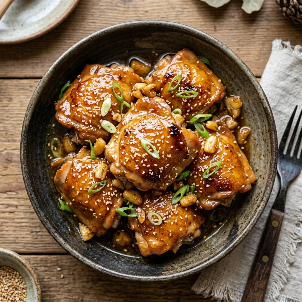 Delicious Honey Garlic Chicken served on a plate with vegetables