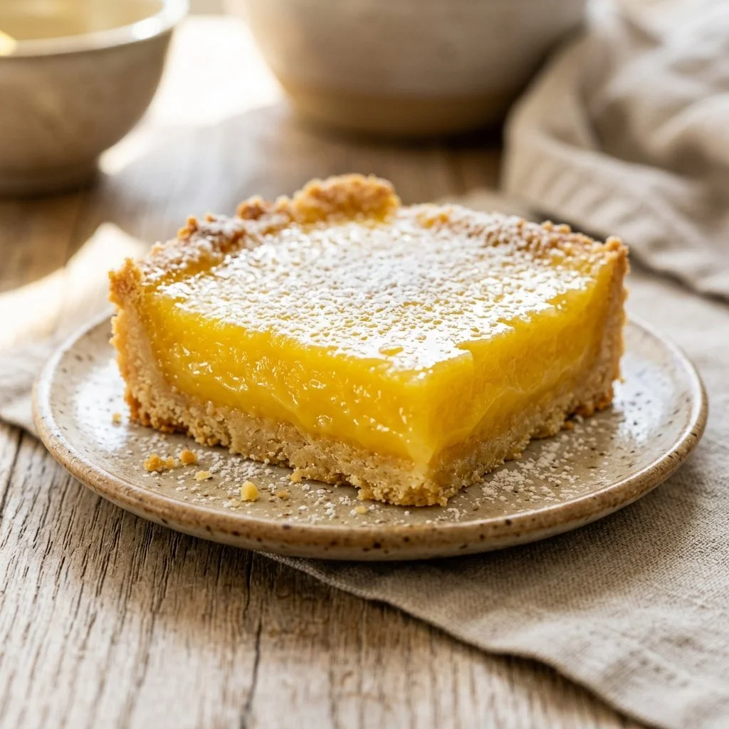 Delicious homemade lemon bars on a serving plate