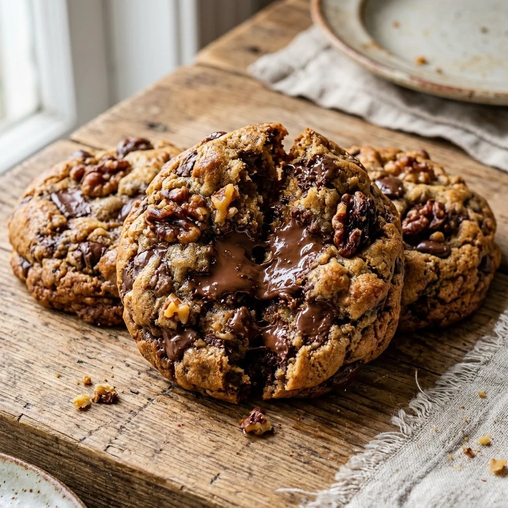 Delicious Levain Bakery Cookies showing gooey chocolate chips and warm texture