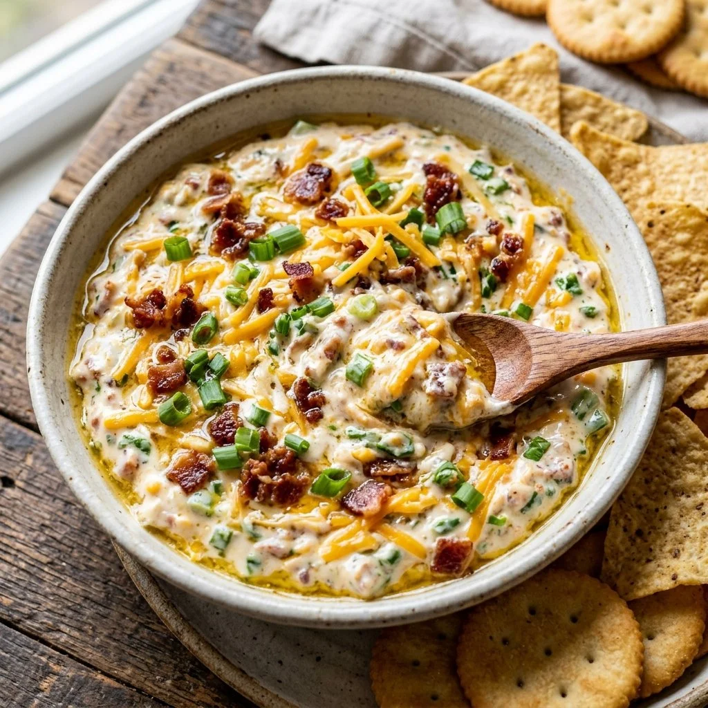 Creamy and flavorful Million Dollar Dip served in a bowl with chips.