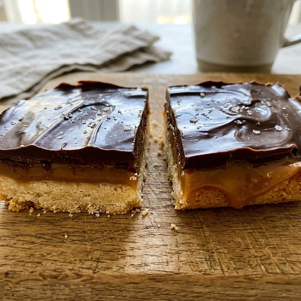 Delicious Millionaire Shortbread with layers of chocolate and caramel