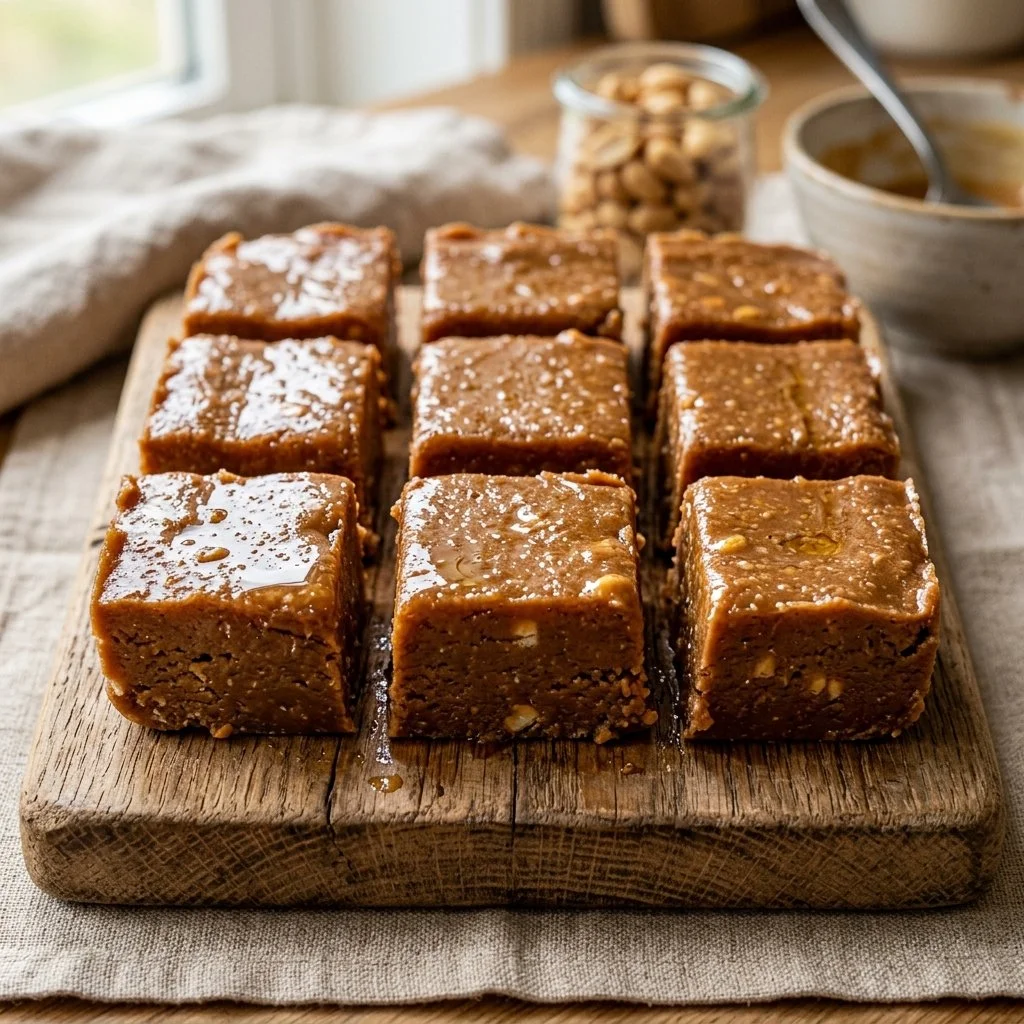 Delicious homemade peanut butter fudge cut into squares
