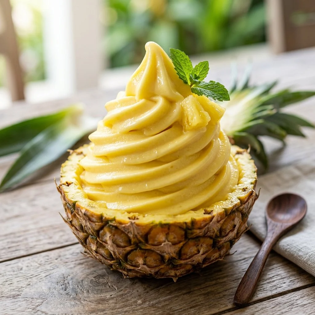 Delicious Pineapple Dole Whip served in a bowl