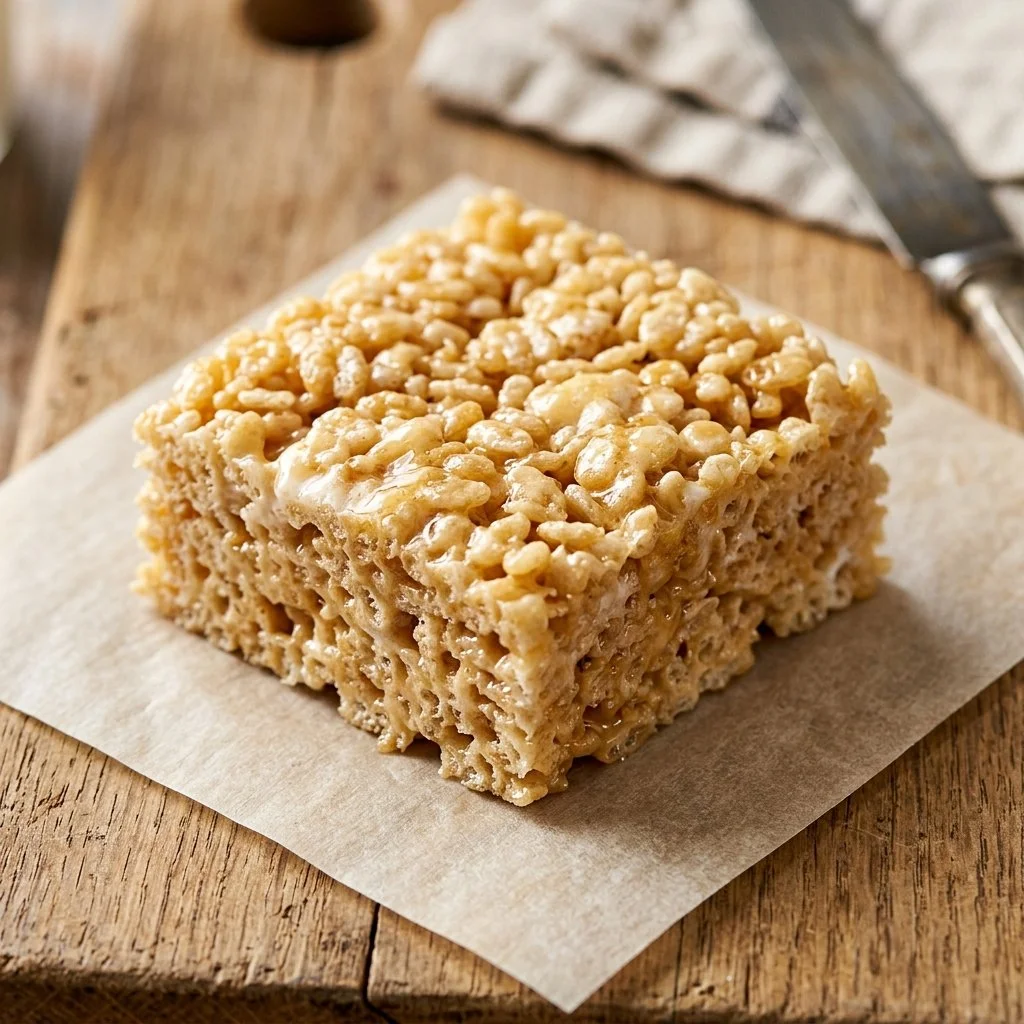 Delicious homemade Rice Krispie Treats stacked for a tasty dessert