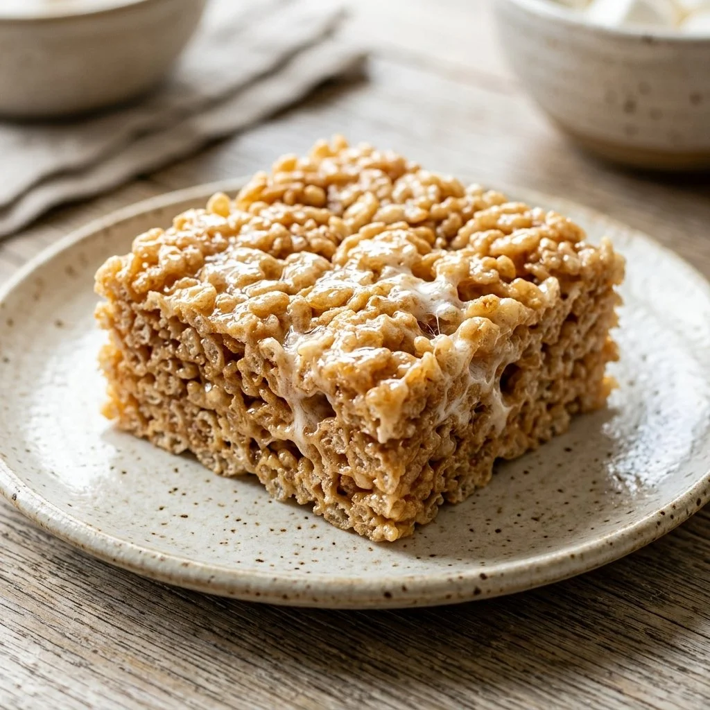 Delicious homemade Rice Krispie Treats on a plate