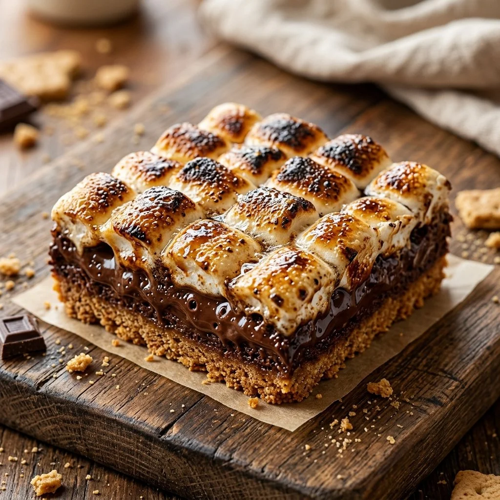 Delicious smores bars made with graham crackers, chocolate, and marshmallows.