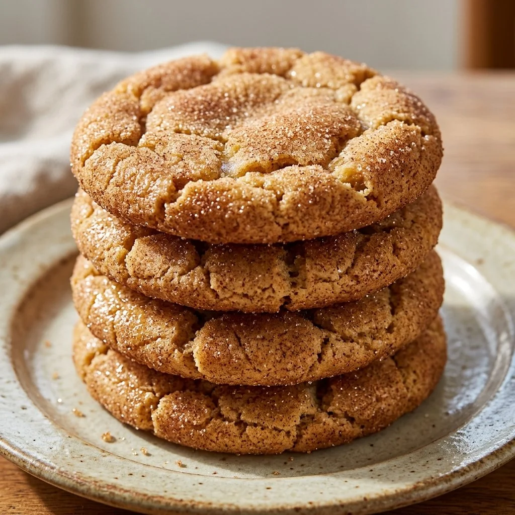 Delicious homemade snickerdoodle cookies with cinnamon sugar topping
